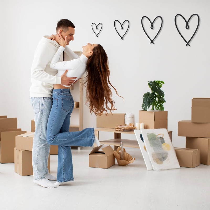 E-shop 4-tlg. minimalistische Herz-Wanddeko, herzförmiger Wandbehang zum Valentinstag, Liebes-Wandkunst-Dekor, Künstler-Möbelornament, langlebiger