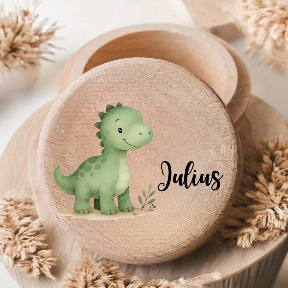TEMU Boîte à dents ronde en bois personnalisée, un cadeau d'anniversaire pour filles, boîte à dents personnalisée avec nom pour enfants, cadeau de