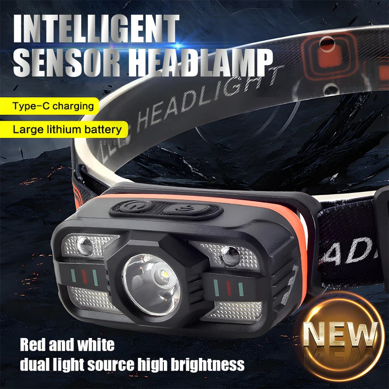 

Super Rechargeable Outdoor Led Headlights, 6 Lighting Cob Rechargeable Head Mounted Lights, Bicycle Night Fishing Running Lights