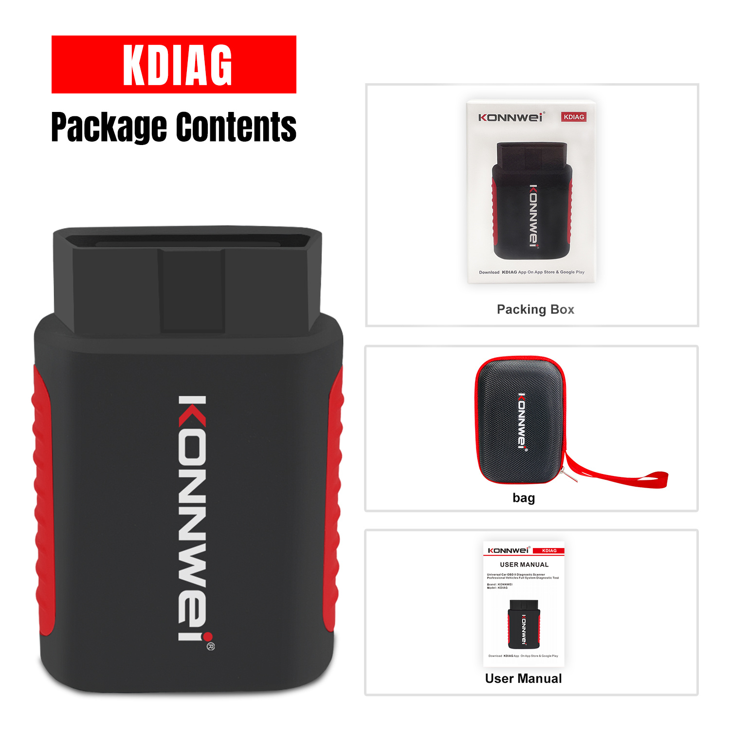 Konnwei Kdiag Full System Professional Scanner Diagnostic Tool For Cars, Abs Srs Epb Auto Vin Code Reader With Live Data For Vehicle Maintenance