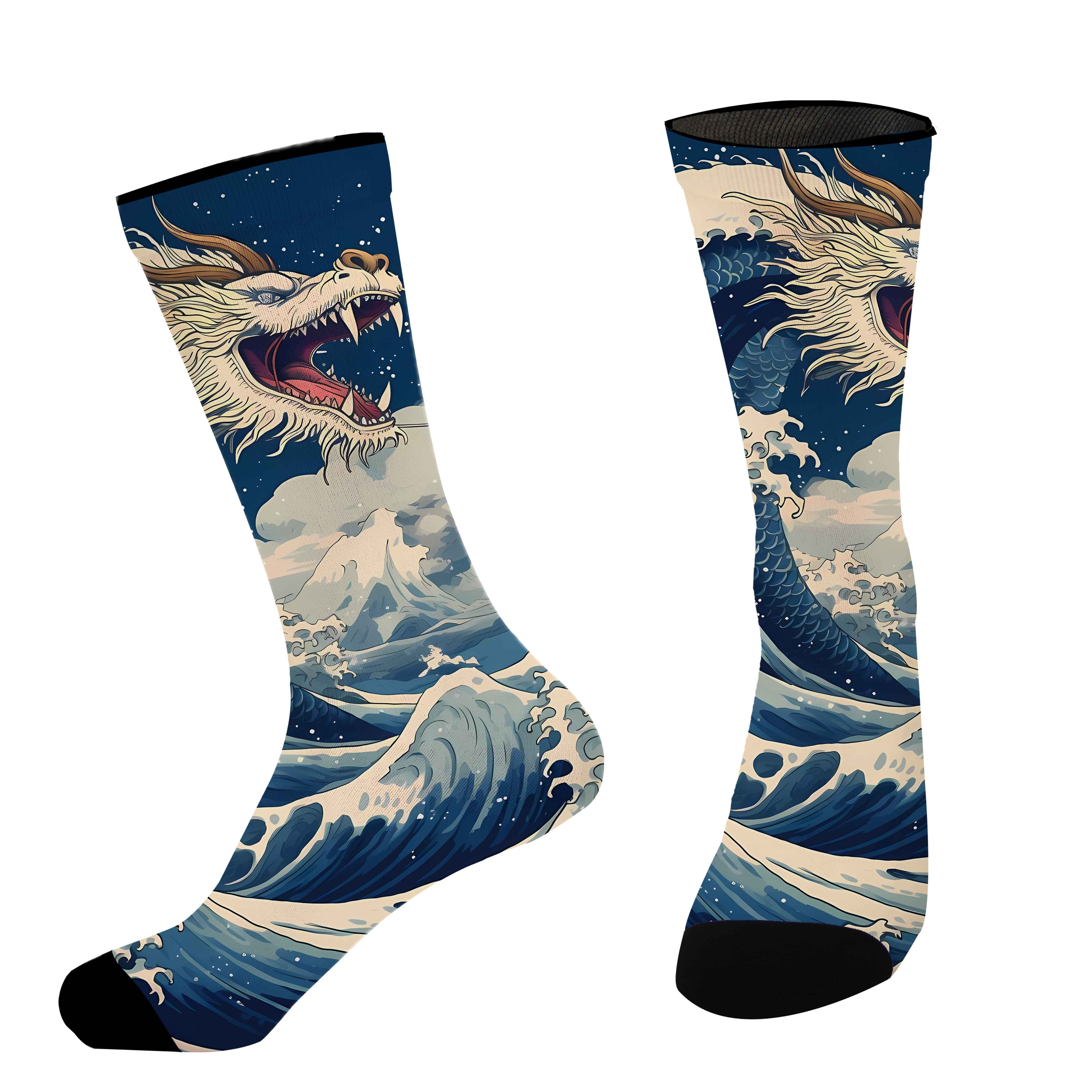 TEMU 1 Pair Novel Socks, Fashion Pattern, Polyester & Spandex Blend-soft And Comfortable Leisure Socks, Breathable Sweat-absorbent Sports Socks