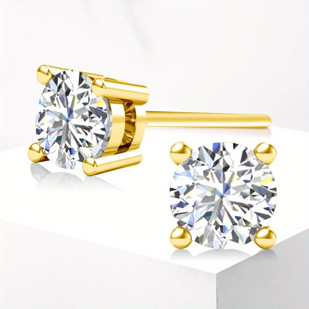 Moissanite Four-Prong Earrings, Stylish Statement Piece