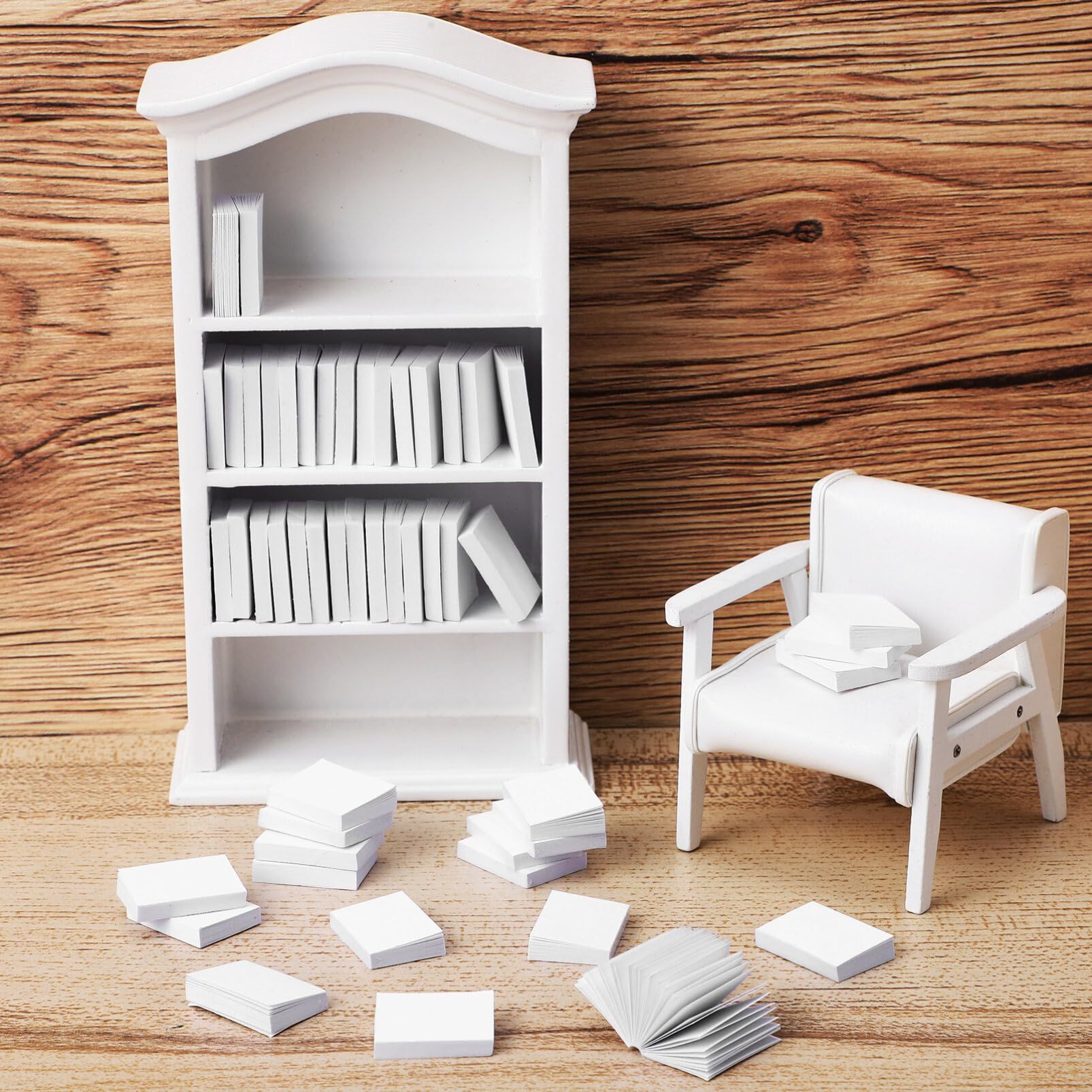 

50pcs White Paper Miniature Books Set With Flipable Pages - 1:12 Scale For Dollhouses, Mini Libraries, Moss Micro , Decor, Ocean & Bottles, Mobile Phone Embellishments, Scene Decor & Desktop Ornaments