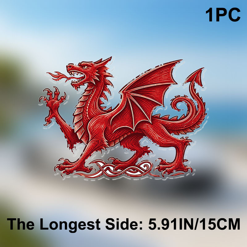 TEMU 5.91 Inch Red Welsh Dragon Car Sticker Art Auto Window Decal Unique Waterproof Durable Gift For Dragon Lovers Drivers Travelers Car Truck Suv