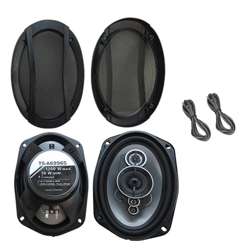 TEMU 2pcs 1200w 6x9 Inch Hifi Coaxial Speakers, Aluminum Alloy Auto Audio Music Stereo Subwoofer Full Range Frequency, Stereo Speakers, Door Speakers