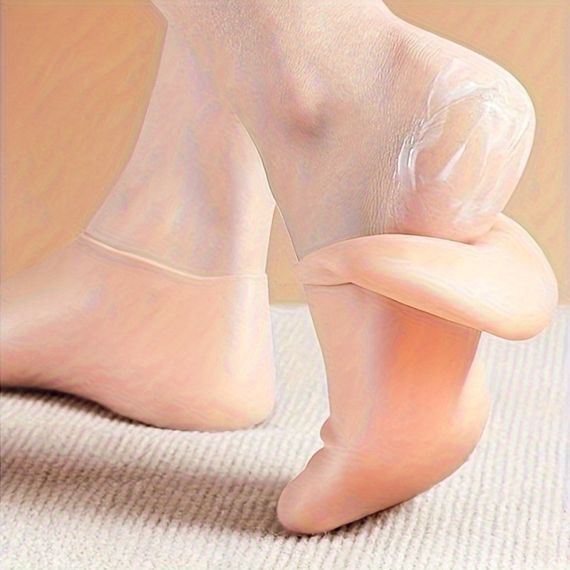 *. Silikon Feuchtigkeitspflege und Socken - Hohe Elastizitt,  Wiederverwendbare Aloe Vera * SPA Nacht Pflege, mit Anti-Rutsch Gel  Fersendesign und Zehendesign * fr trockene und rauen Haut, Hellbeige, ...