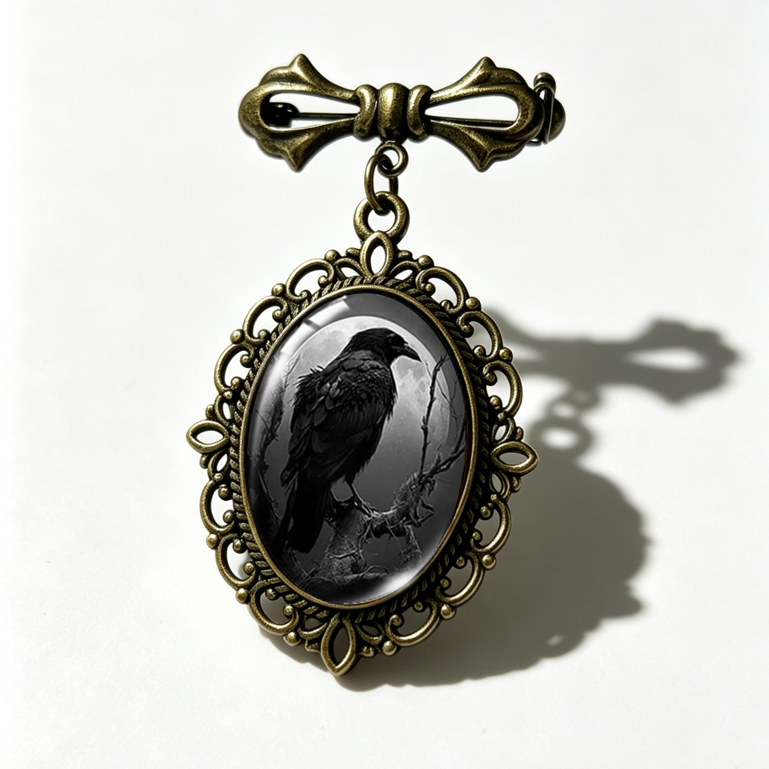 TEMU 1 Broche Complet, Broche Gothique Nuit en Verre, Cadeau Halloween Mystérieux