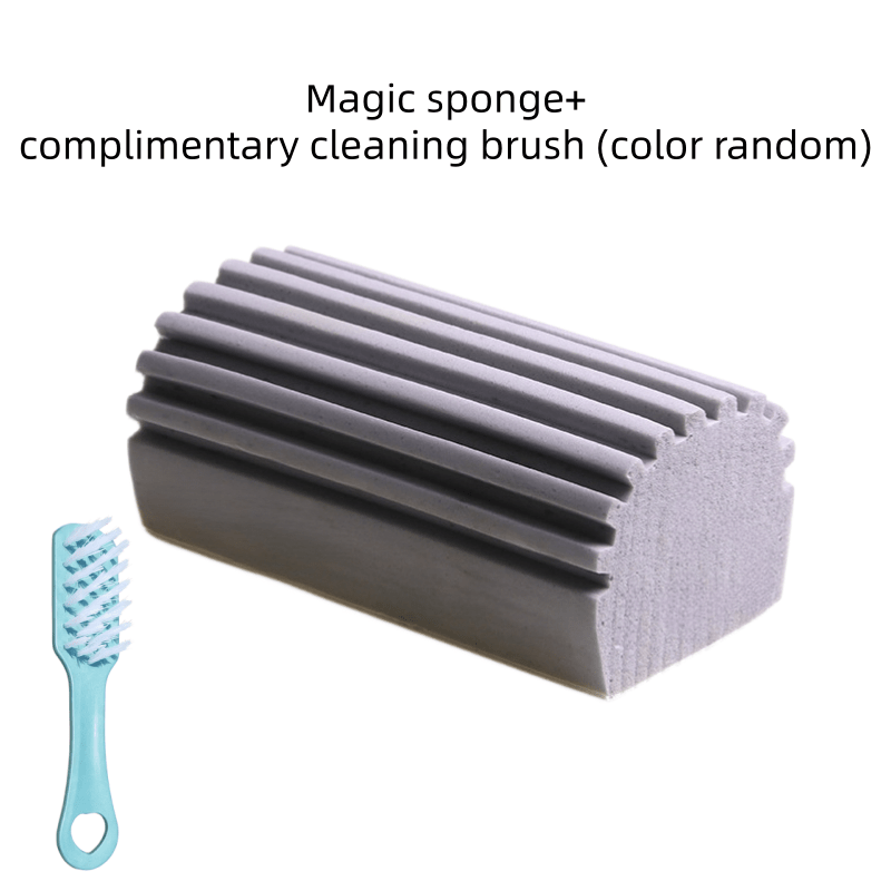 TEMU 2pcs Set (1 Magic Sponge + Free Cleaning Brush (color Random), Reusable Sponge Cloth, Suitable For Cleaning Various Surfaces, Multi-functional