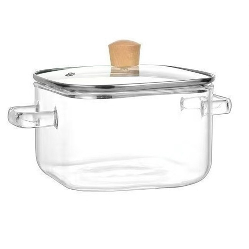TEMU 1/2pcssquare Shaped Borosilicate Glass Pot With Lid And Double Handled Lids This Large Capacity Glass Pot Is Reusable And Easy To Clean Its