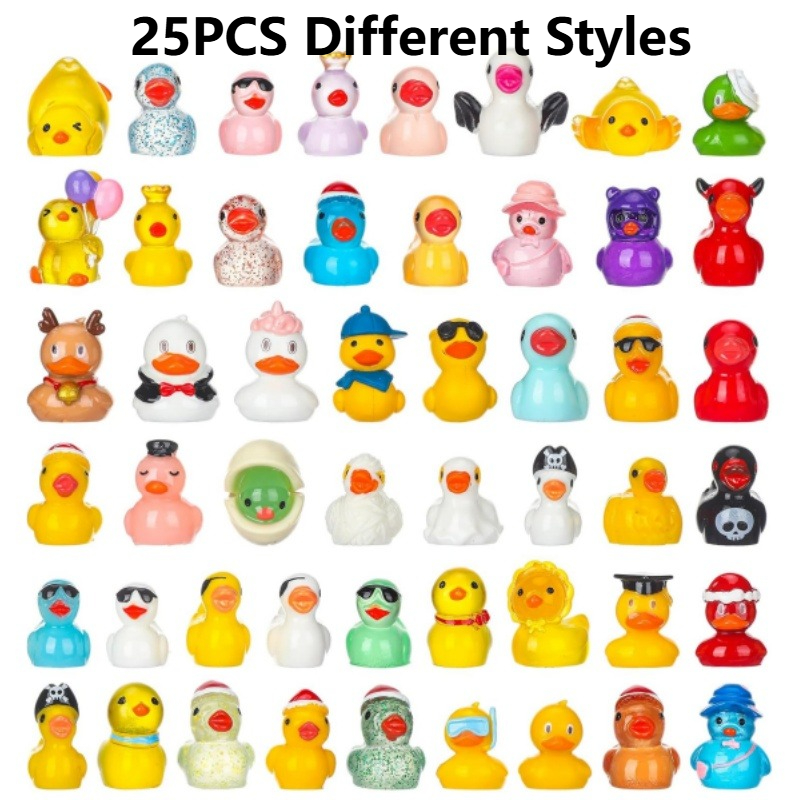 TEMU 25pcs Random Style Mini Resin Mixed Color Duck Garden Statues, Plastic Small Animal Hidden Miniature Figurines, Mini Garden Landscape Ornaments