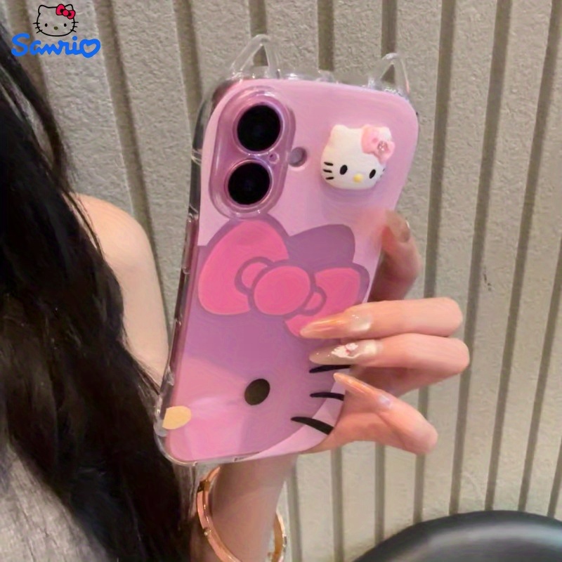Cute Big-Faced for hello kitty Plush Suitable for Iphone 15 Pro Max Cases, New Apple 14 Pro, Adorable Cartoon Design for 16 Pro Max, Fun Protection for 13, Silicone Shockproof Cover for 12, Soft Shell for 11, XR, And XS