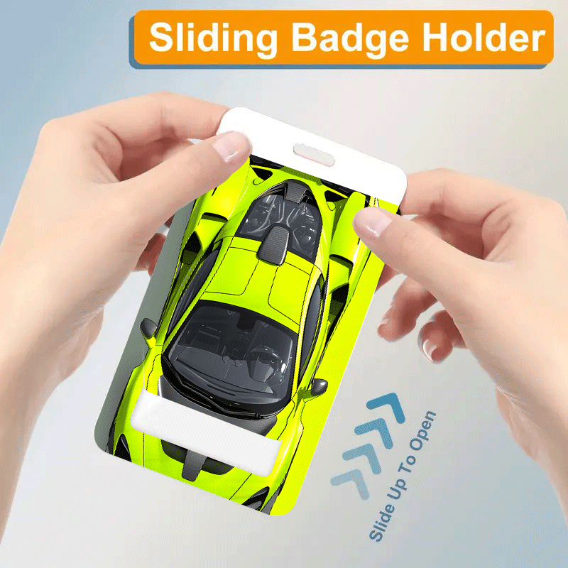 TEMU Étui de à texture premium avec motif de voiture de sport vert fluorescent, porte-cartes à motif imprimé, lanière d'identification à boucle
