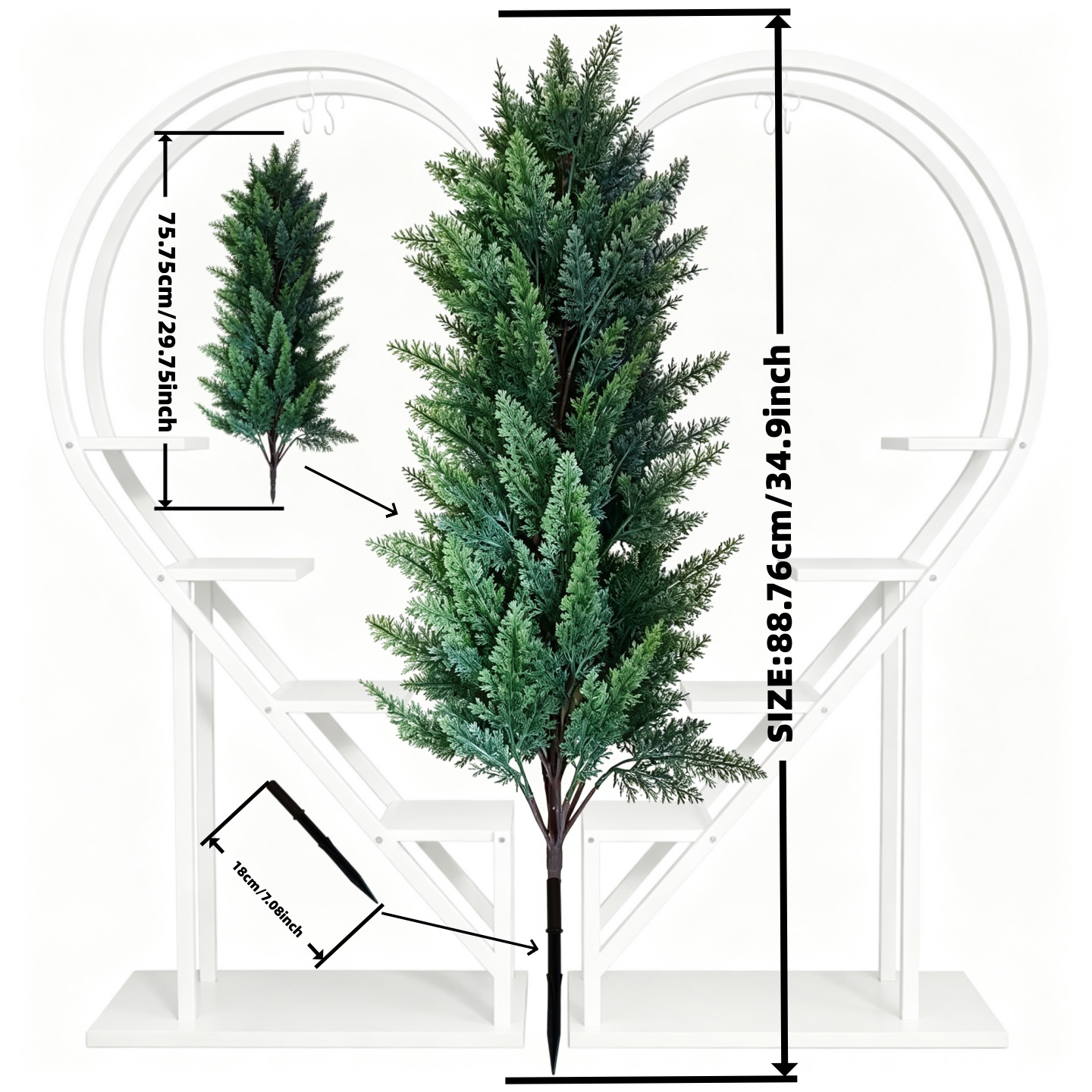 TEMU Giant Artificial Pine Tree With - 34-inch Premium Oversized Faux Greenery, Realistic Bionic Tropical Plant With Dense Simulated Foliage - No