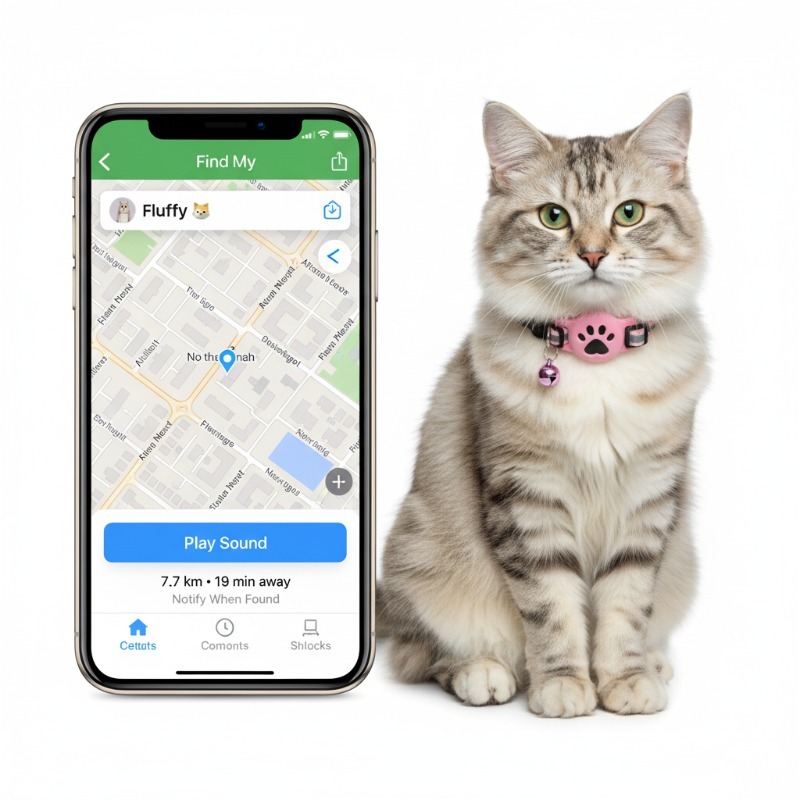 5pcs including 1 locator 2 lanyards 1 collar and 1 silicone protective case smart 2 in 1 multi functional gps collar set cat gps collar kitten gps collar pet additions compatible with ios Product details 3