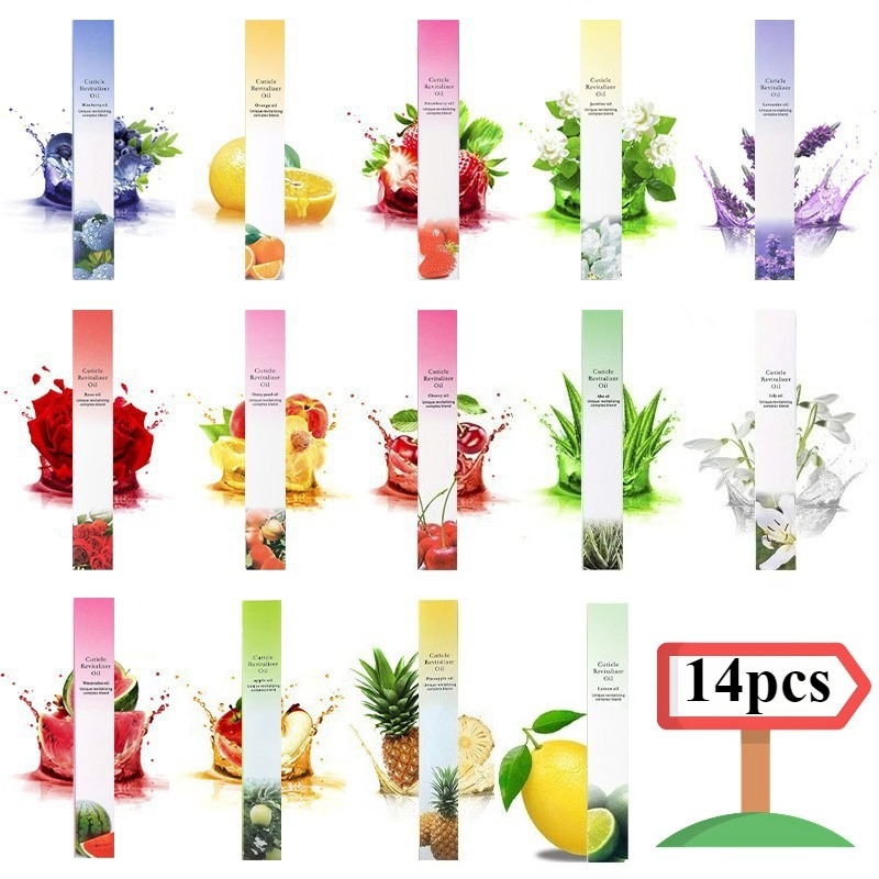 Image of 14 Fruit Nail Nutrition Pens, Cuticle Oil For Nourishing Cuticles, Prevents Dead Skin And Hangnails, Moisturizing Nail Nutrition Pens