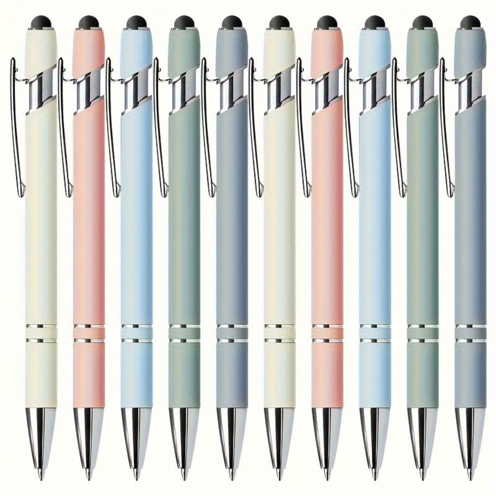 5pcs set morandi retractable ballpoint pens with stylus tip smooth writing non   touchscreen compatible assorted colors   tip   refill ideal for daily use devices age 14