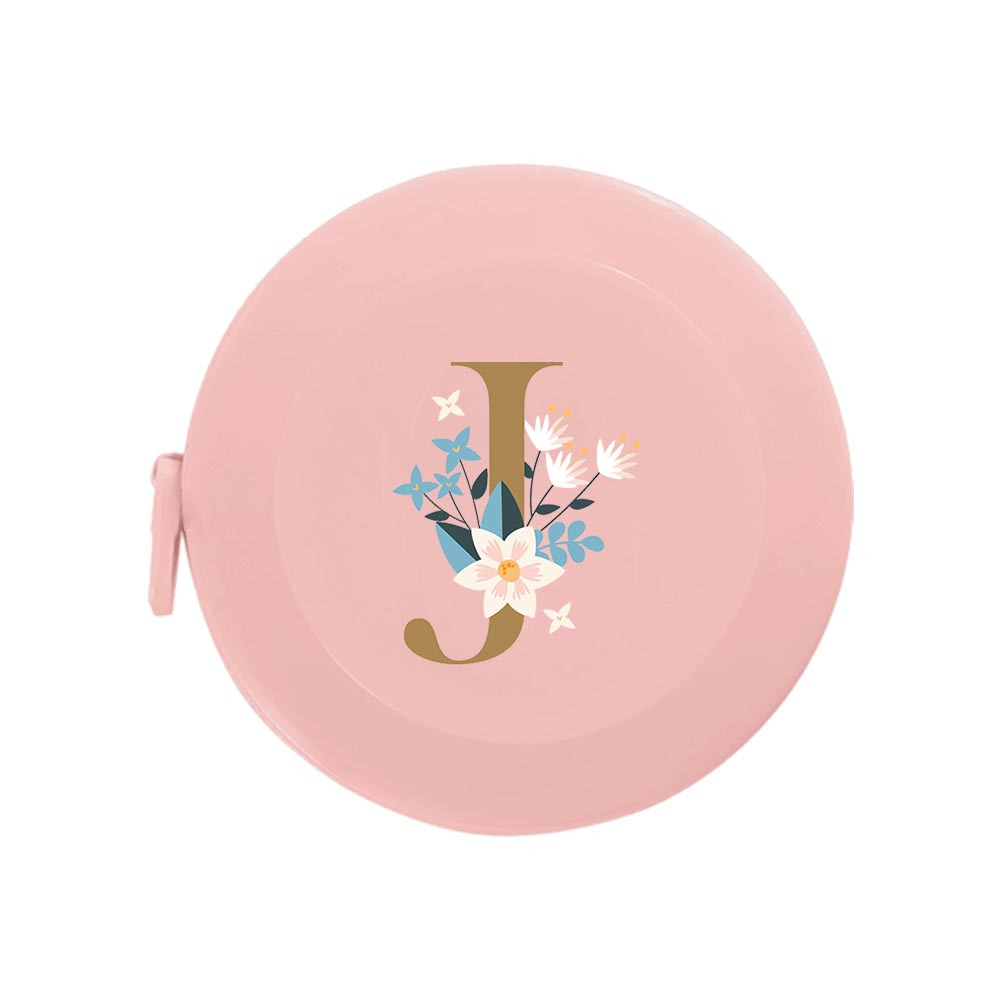 TEMU 1pc Pink Cute Flower Letter A-z Metric/imperial Soft Tape Measure One-button Retraction + Automatic Locking Compact And Durable