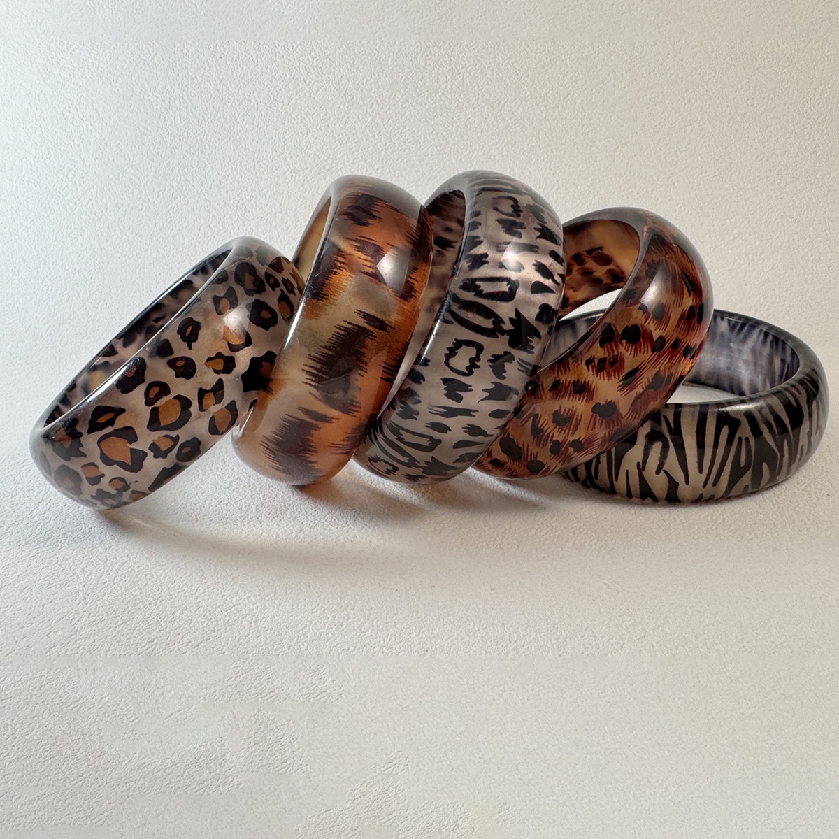Retro Geometric Leopard Resin Bracelet, Unique Gift