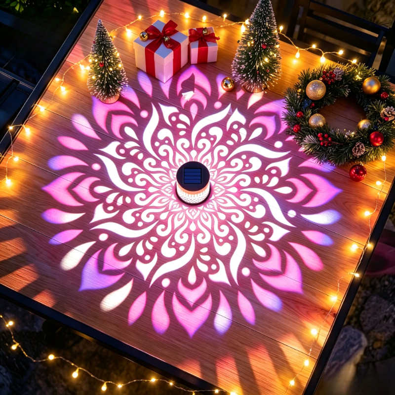 TEMU 1 pz Luce Mandala Solare RGB, Luce Ambientale Solare per Halloween e Natale, Luce per Recinzione, Lampada da Parete per Esterni, IP65, Emissione