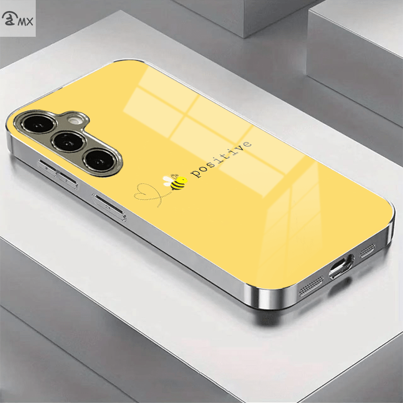 TEMU Phone Case: A Yellow-based Bee-designed Tempered Glass Phone Case, Compatible With Galaxy S25/s24/s24fe/s24 Plus/s24 Ultra/s23/s23fe/s23 /s23