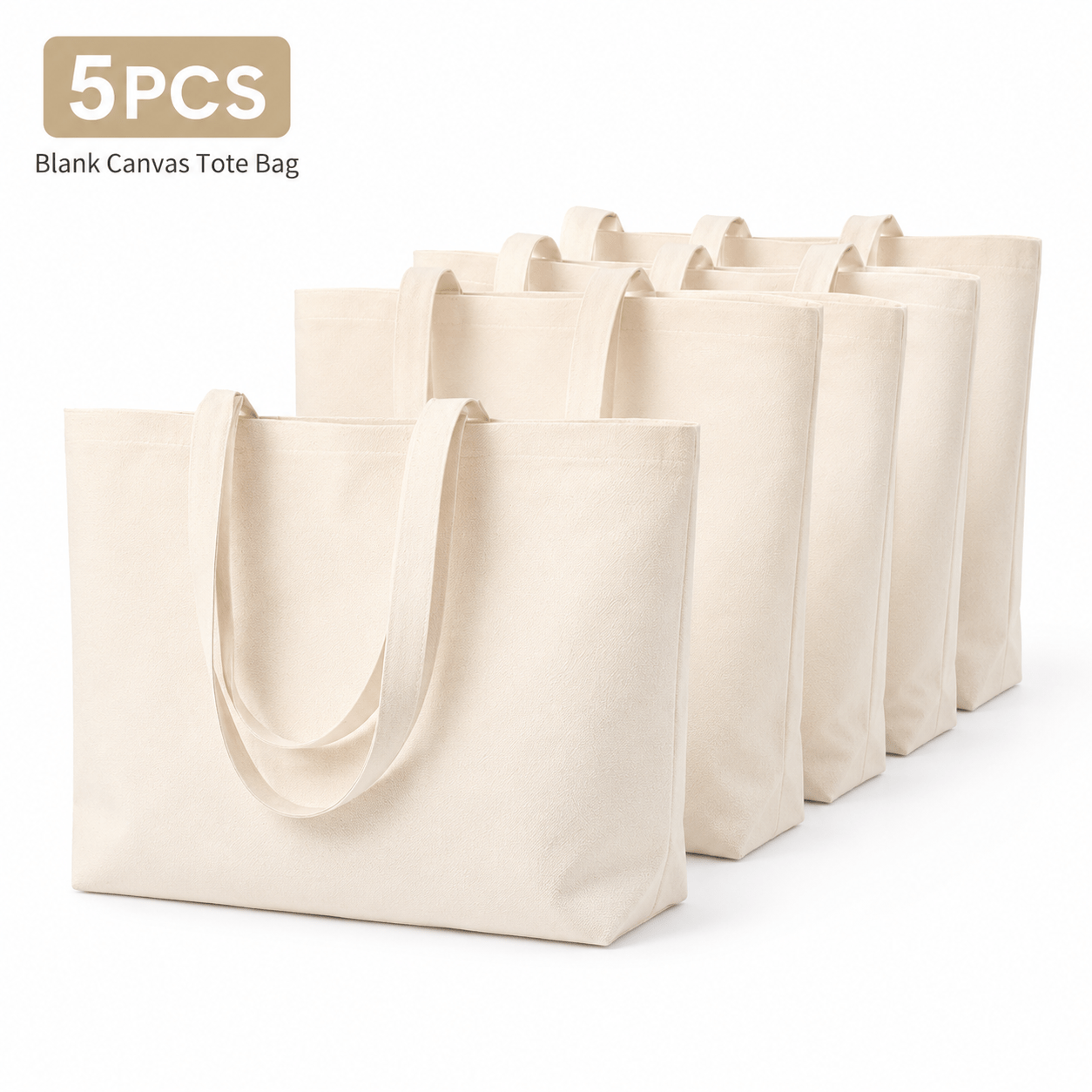 TEMU Lot de 5 sacs en toile de , 42 x 34 x 10 cm, grande capacité, fond large avec longues poignées pour transfert thermique, loisirs créatifs,