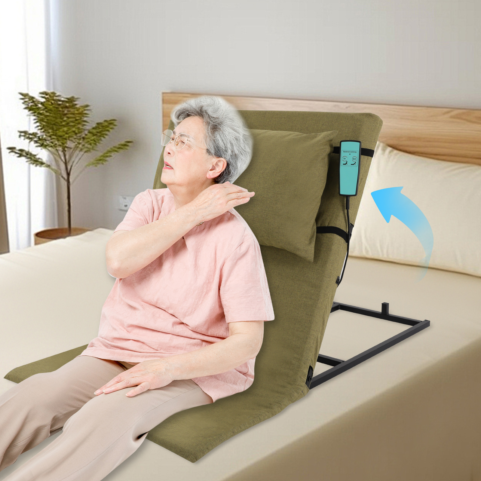 Image of Backrest Lifting Reclining Mattress Bed Backrest Lift Backrest 661.39lbs Load 2-80° Adjustable For Bedroom Nursing Home Pregnant