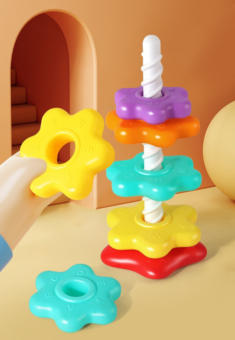 6-Layer Rainbow Spinning Stacking Tower, Kids Party & Christmas Gift, Back to School & School Supplies. Unisex Pretend Play Toy, Ideal for Parties and Holidays. Boosts Interaction, Trains Hand-eye-foot Coordination. Random Colors & Styles.