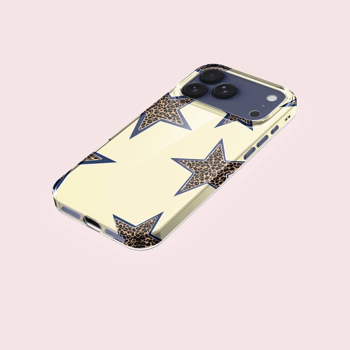 phone case phone case vintage american cream blue cute star leopard print pattern stylish clear jelly phone case with vibrant side prints dual layer hard  