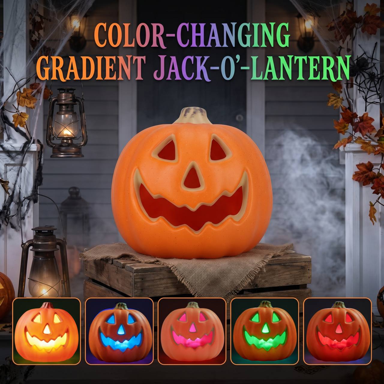 TEMU 2026 New Halloween Led Glowing Flat Pumpkin Lamp Warm White Light And Gradient Glowing Decorative Light Glowing Pumpkin Glowing Ambiance Light