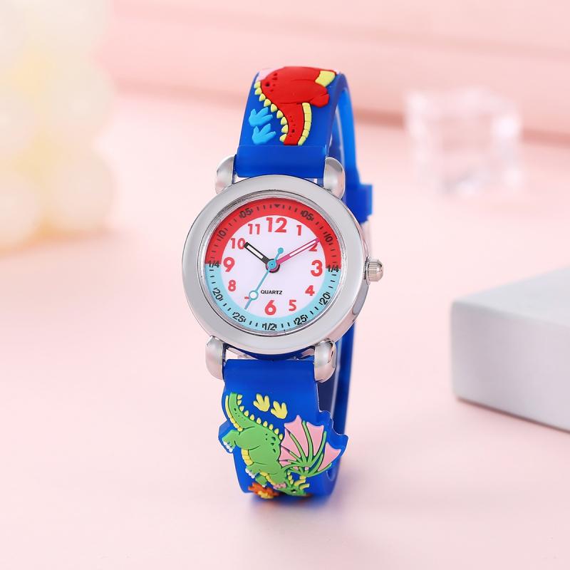 Cute Cartoon School Quartz 3d Three-dimensional Dinosaur Pattern Silicone Boys And Girls Gift