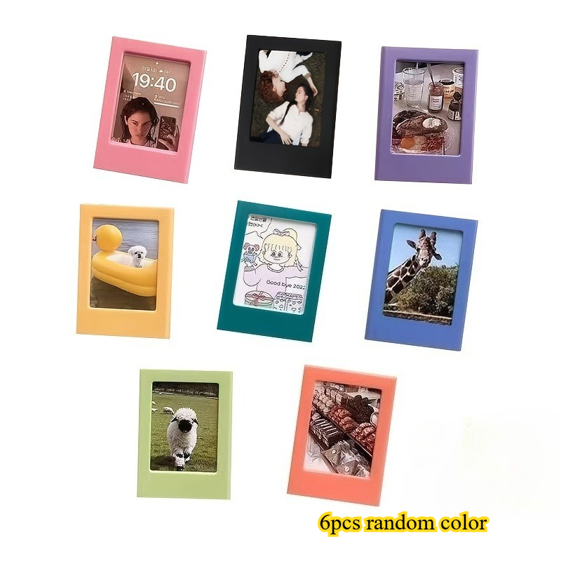 TEMU 6pcs Set Of 3-inch Colorful Magnetic Photo Frames, Refrigerator Magnetic Photo Frames, Suitable For Fuji Instax Negative Film, Photo Display, ,