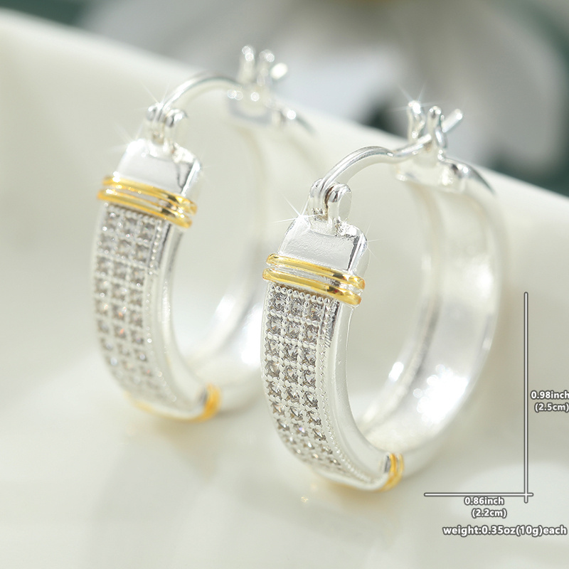 Women's Stylish Wide Circular Earrings with Synthetic Zirconia Layers