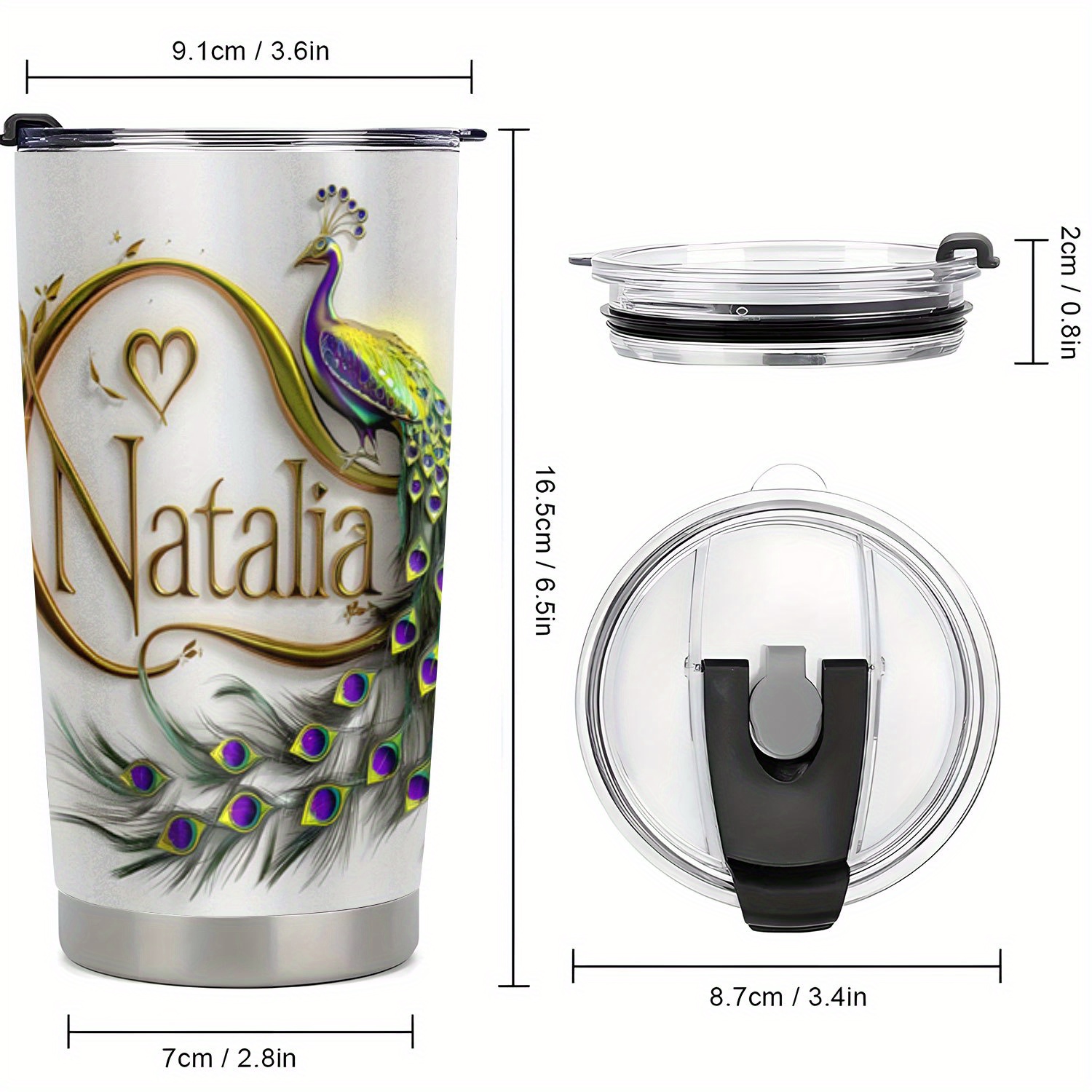 Image of 1pc 20oz Stainless Steel Tumbler With Design - Leak-proof, Insulated Coffee Cup, "" Elegant Golden & Purple Accents, Perfect Gift Idea, Hand Wash Onl
