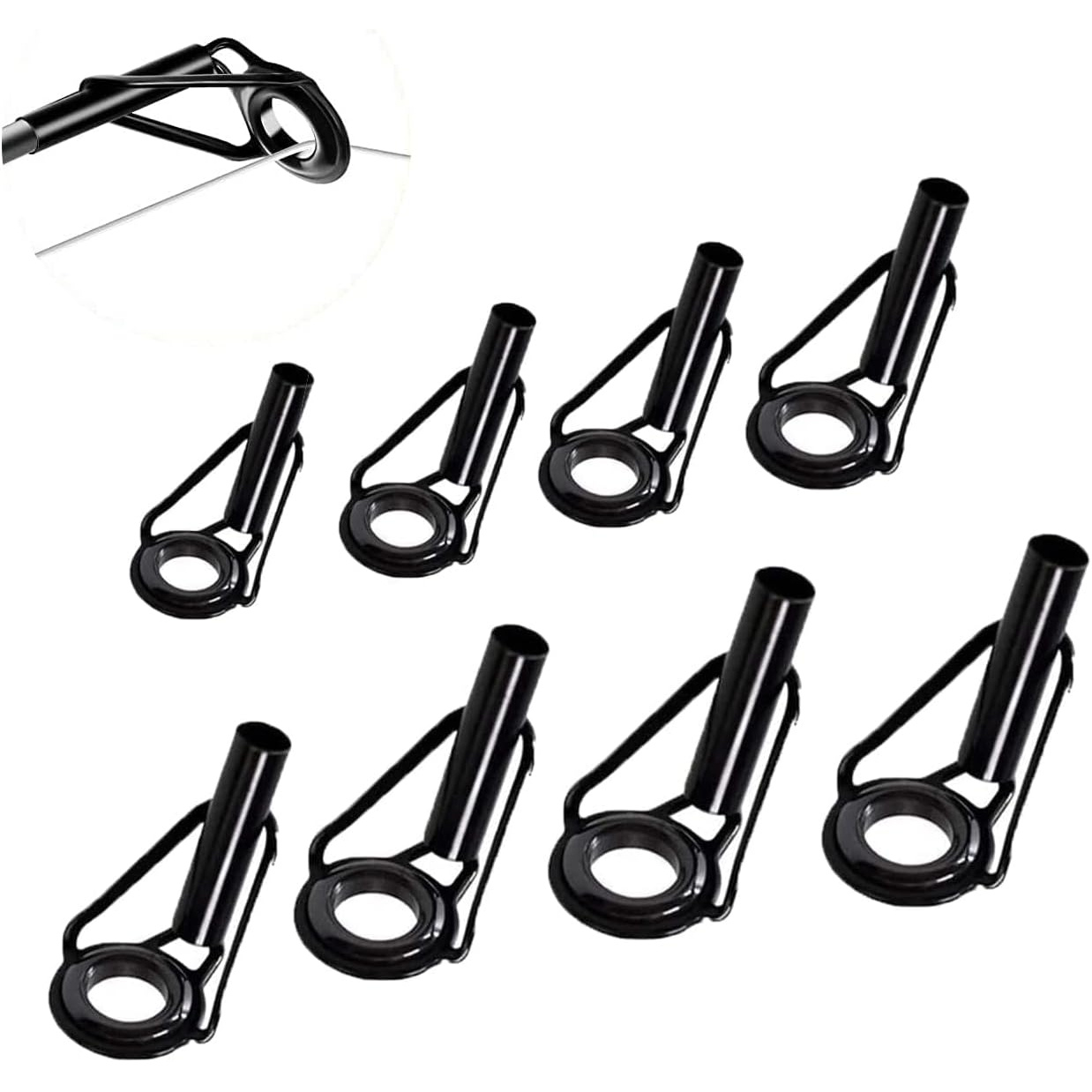TEMU 8pcs Fishing Rod Tip Repair Kit – Mini Stainless Steel And Ceramic Guide Rings, Small Replacement Set, Suitable For Lightweight Fishing Rods,