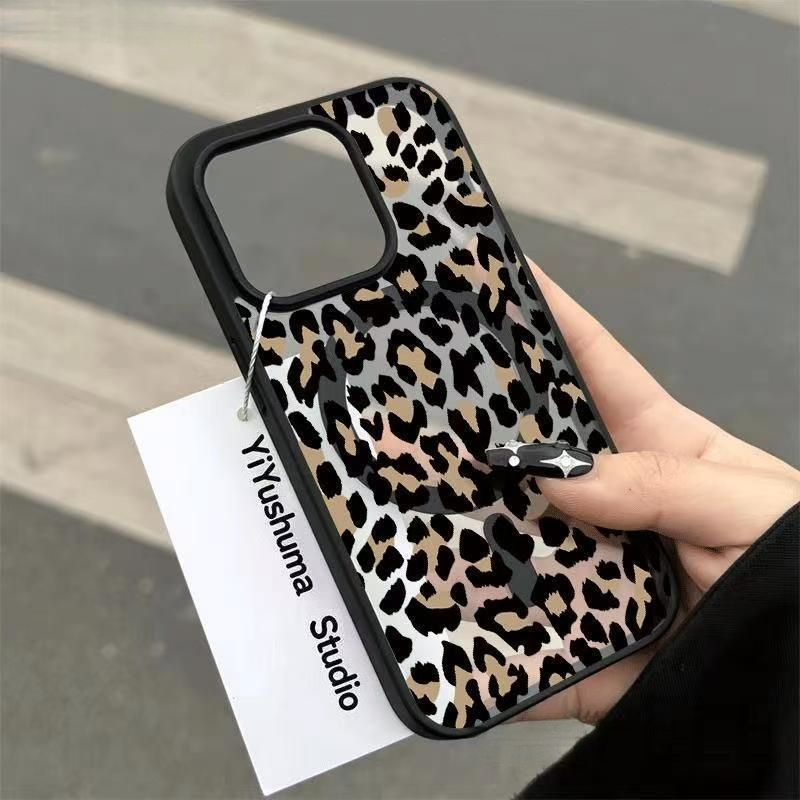 TEMU Étui de téléphone : étui magnétique acrylique -chute transparent avec motif léopard tendance, compatible avec Apple iPhone 17Pro