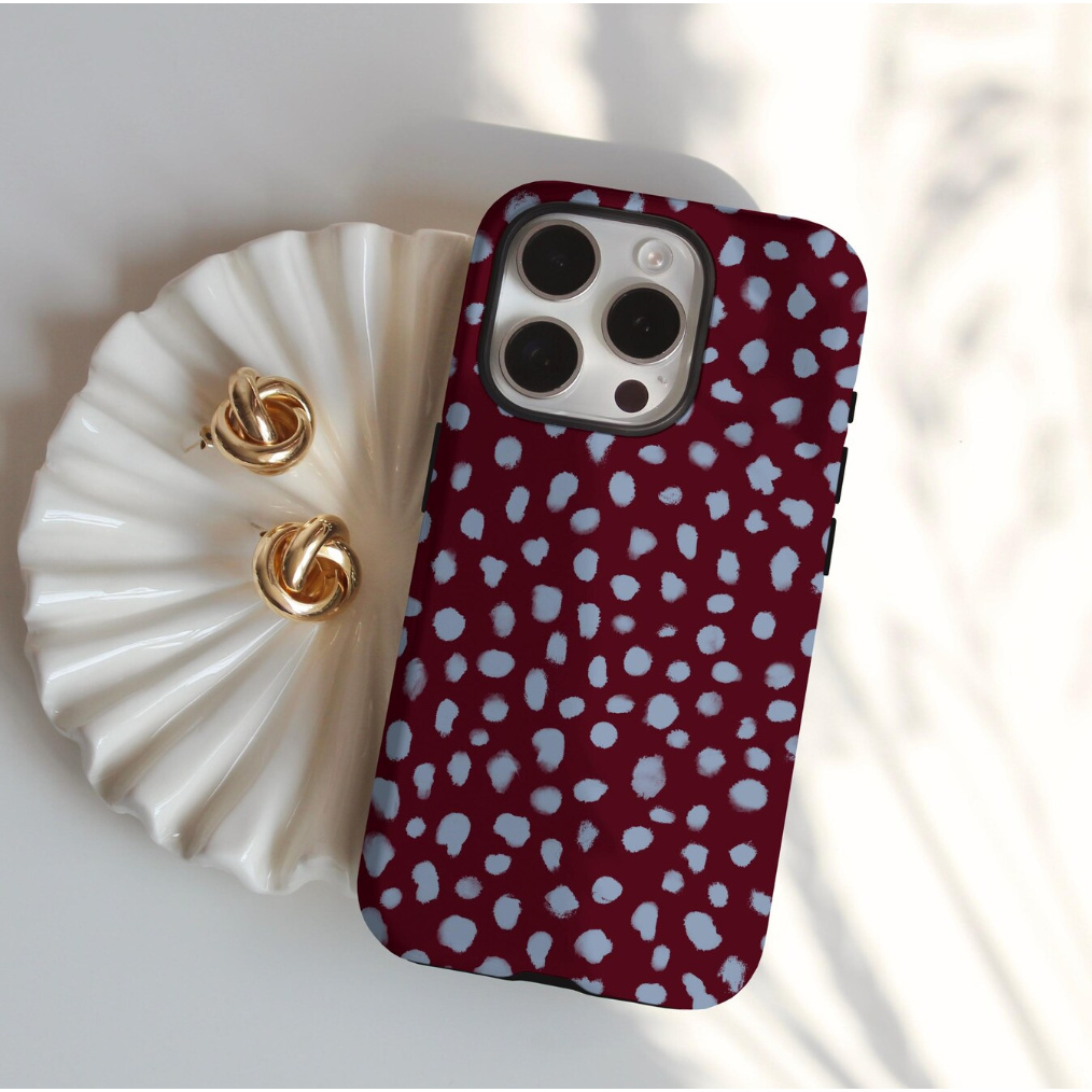 TEMU Phone Case: Starry Night Vintage Wine Red Pattern Phone Case For Iphone 17/17 Pro/16 Pro Max/15p/13/11/12/xs/8 Plus/7 Glossy 2-in-1 Case