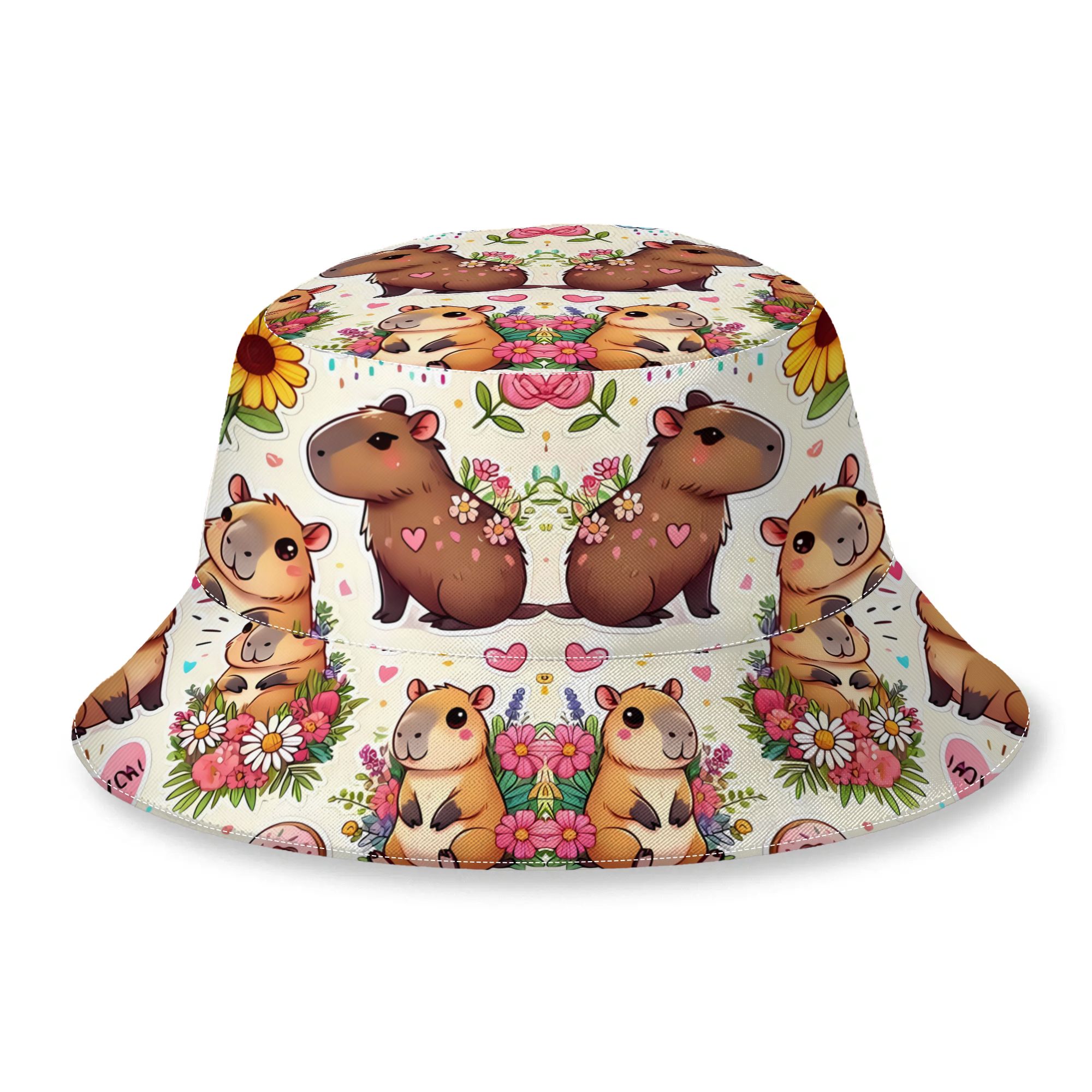 TEMU 2d Print Design Capybara Fashion Outdoor Bucket Hat Unisex Outdoor Street Cap