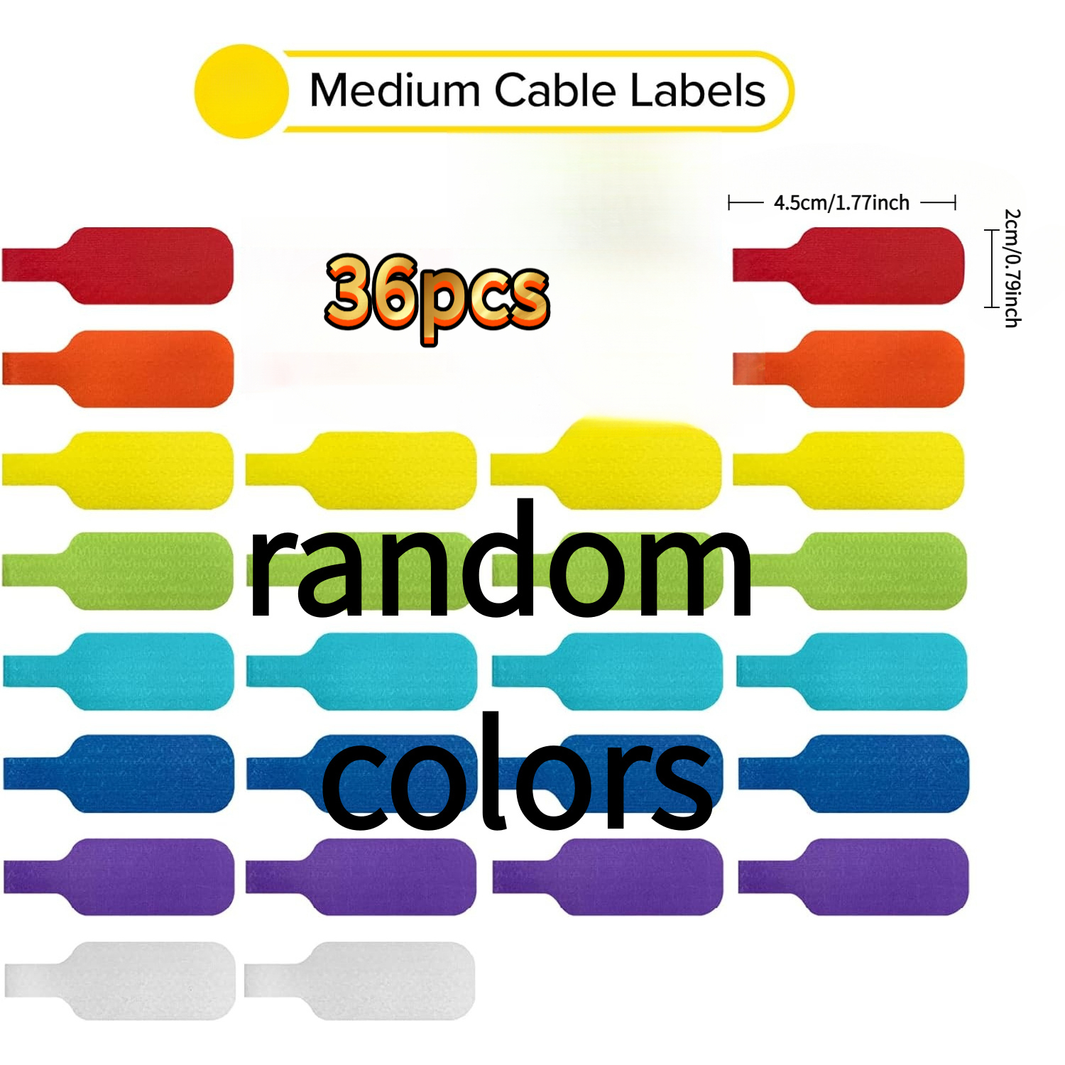 TEMU 36pcs, Étiquettes de câble multicolores de taille moyenne, Rangement et classification des de serrage, Écrivables et réutilisables, Utilisées