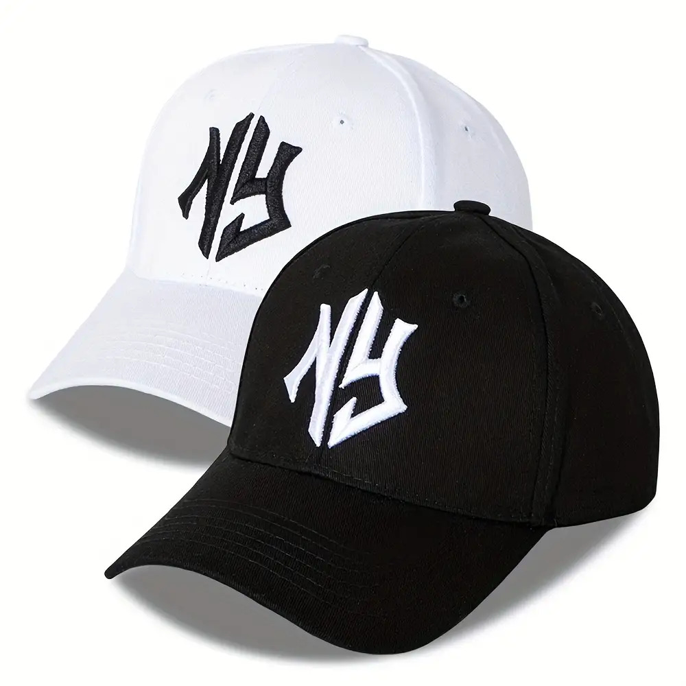 Image of 2pcs Embroidered Unisex Couple Hats For Women And Men, Baseball Caps For Sports Spring Summer Autumn Gifts