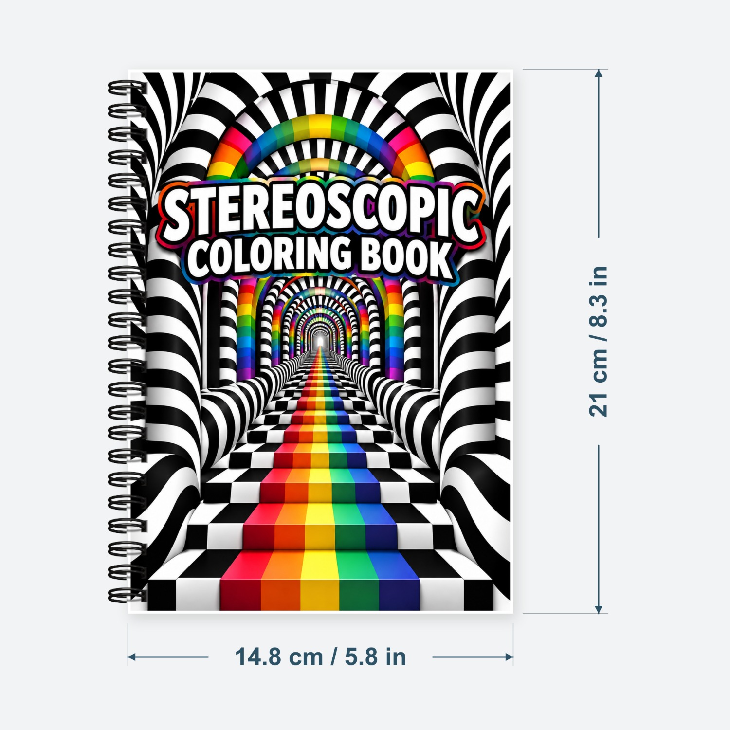 TEMU 3d Optical Illusion Coloring Book, 20 Mind-bending Op Featuring Geometric Tunnels, Shapes, , Black-and-white Patterns, A5 Spiral-bound Creative