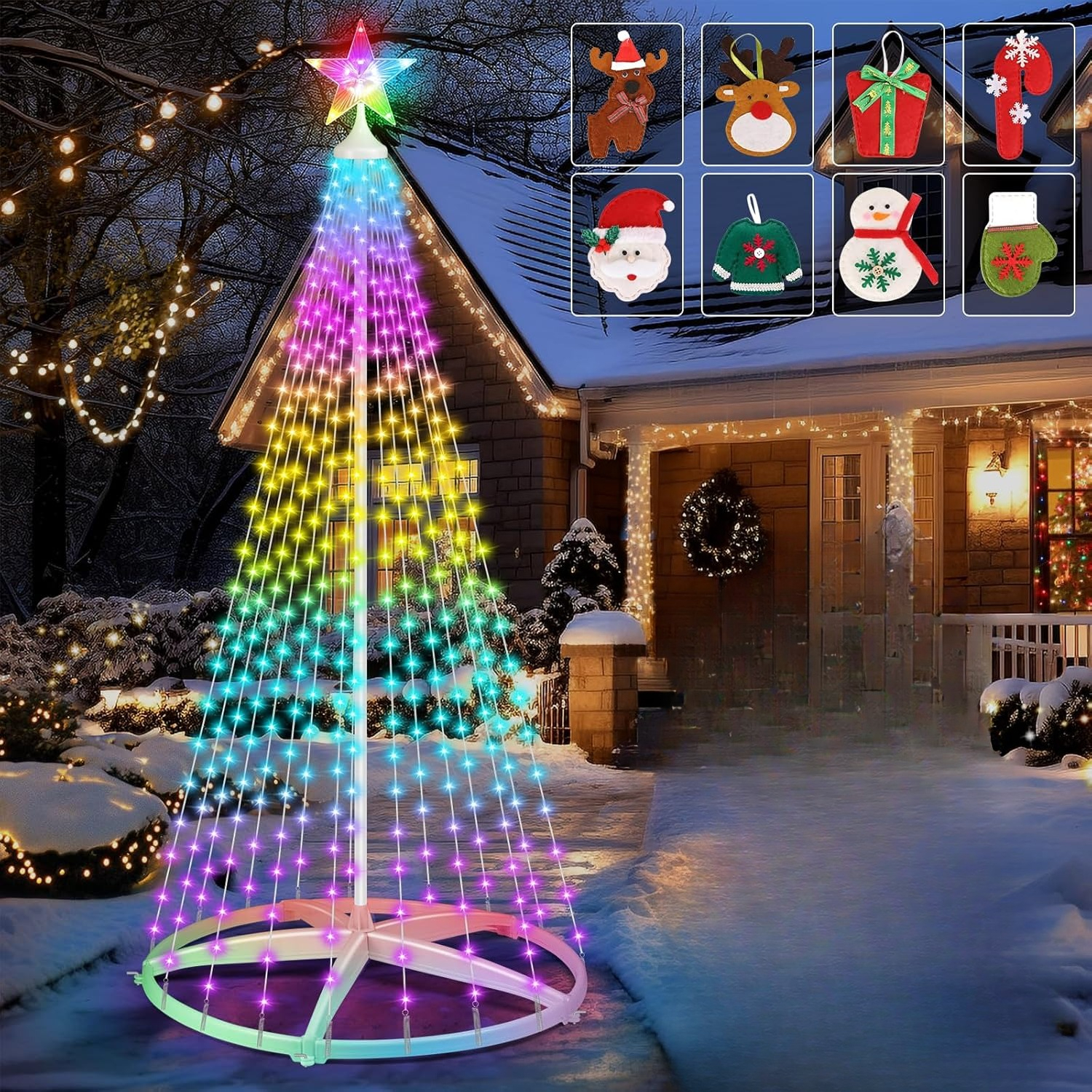 TEMU Led Christmas Cone Tree Light, Outdoor Lighted Christmas Tree, Rgb Lighted Cone Tree For New Year Decor For Indoor Outside Yard Display, Indoor