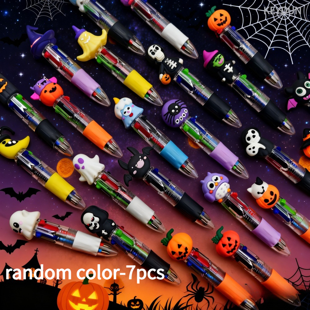 TEMU Set Of 7 Mini 4-in-1 Ballpoint Pens In Random Colors. Are Ideal For Trick-or-treat Events, Pranks And Holiday Gifting. Essential Halloween