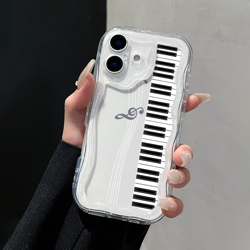 TEMU Phone Case: For Iphone 16/15/13/11/14/12/8/7/xs/pro/plus/pro Max Mobile Phone Case Piano Pattern Phone Case Transparent Protective Cover Pl1 New