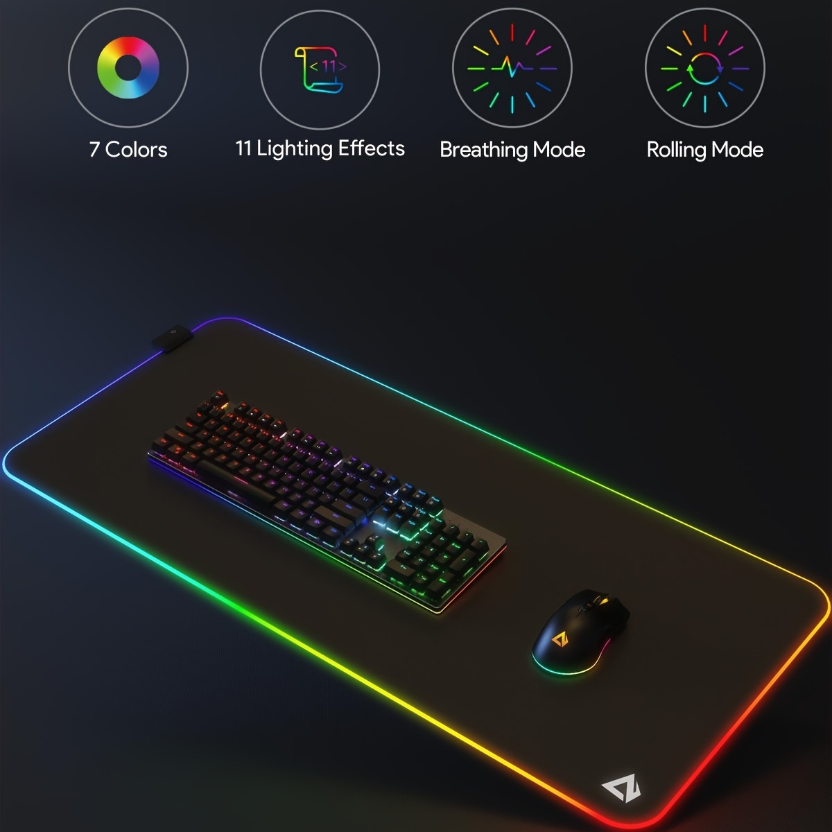 

Large Rgb Gaming Mouse Pad -15 Light Soft Computer Keyboard Mat Non-slip Rubber Base For Gamer Esports Pros 31.5x11.8inch 900x400mm