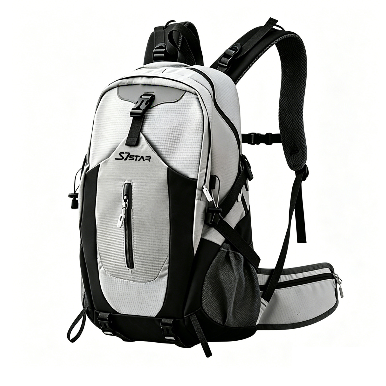Image of Mountain Climbing Backpack Equipped With Waist Storage Bag Emergency Safety Whistle Large Capacity Compartments Ventilated Shoulder Straps Trekking Pole Loops Suitable For Outdoor Hiking