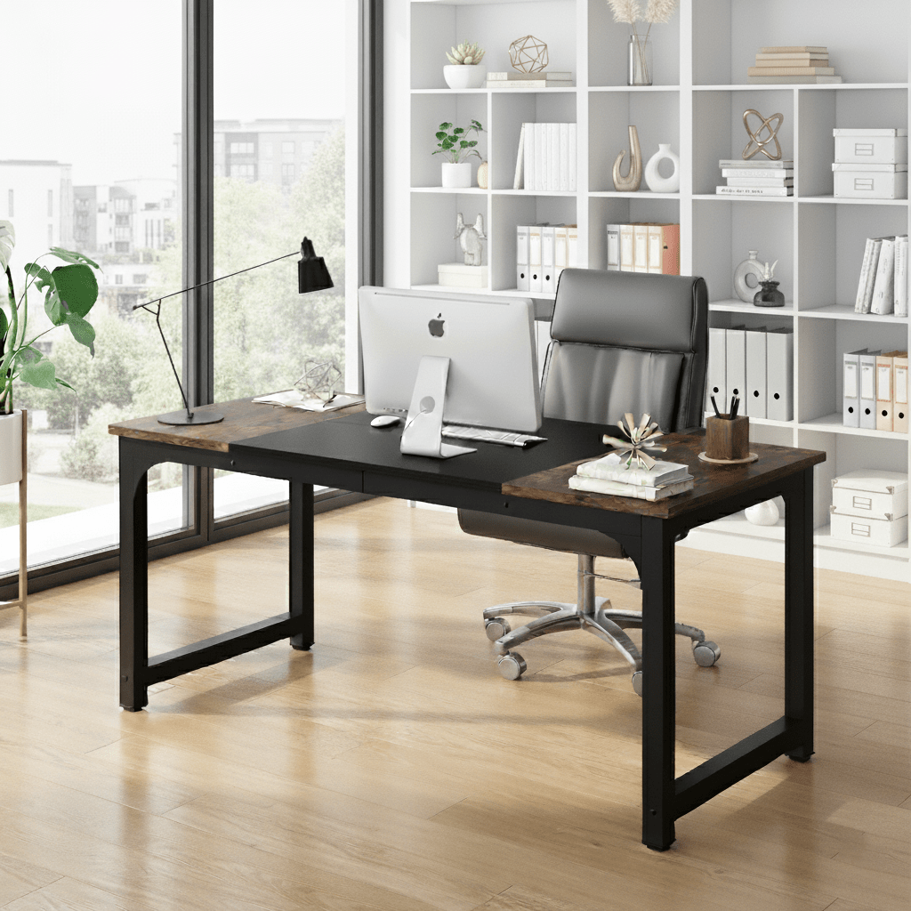 63 Inch Office Desk With Thickened Frame Modern Minimalist Office Furniture