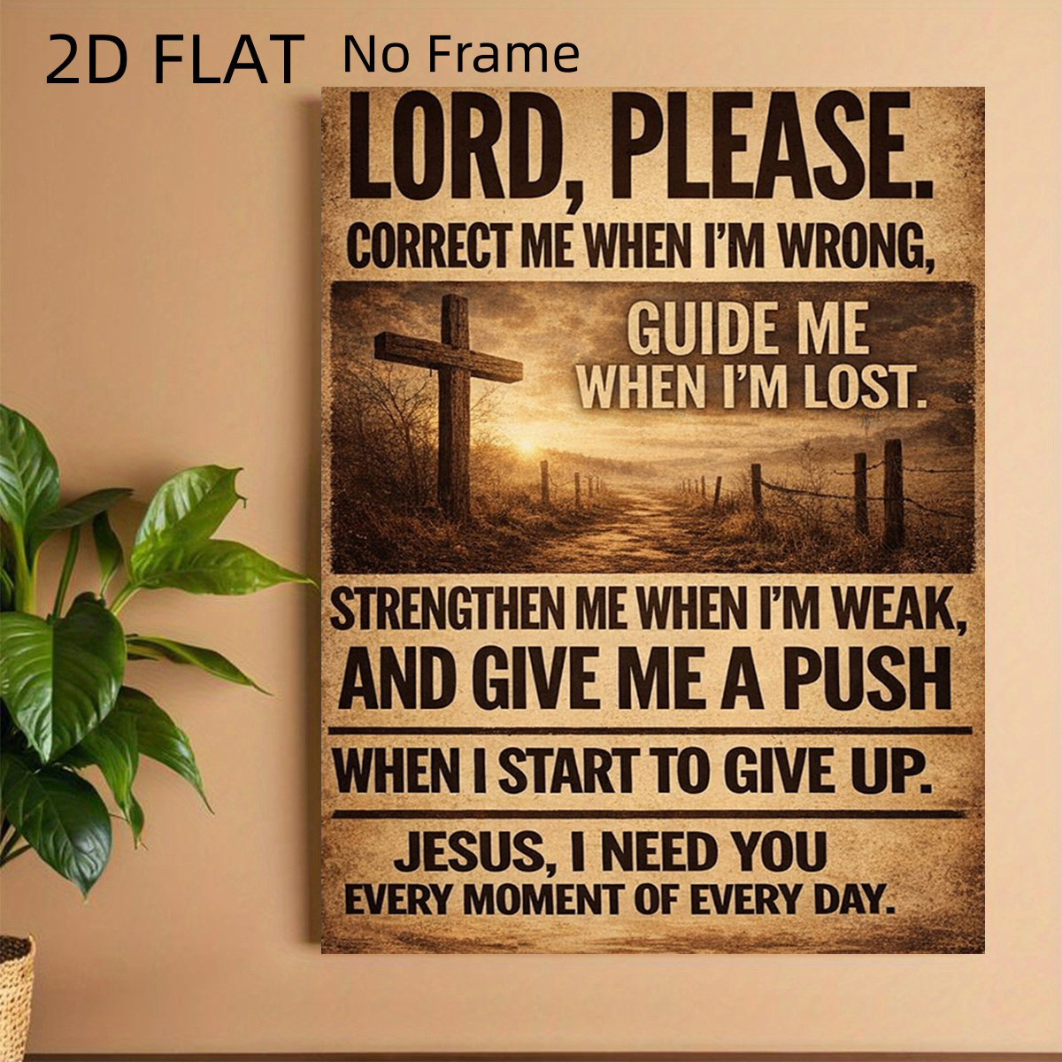 2d flat vintage jesus prayer canvas painting frameless religious wall suitable for church prayer rooms chapel decor prayer for strength   jesus     moment 8  12in 2d flat