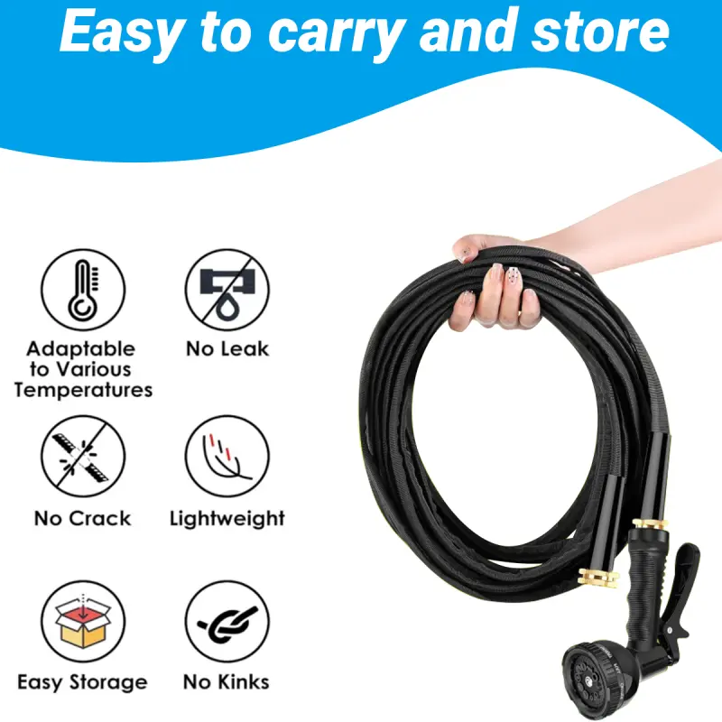 100 heavy duty garden hose non extended with high pressure sprinkler fittings leak proof design durable rubber material thread ideal for gardening cleaning forestry 100 kit Product details 3
