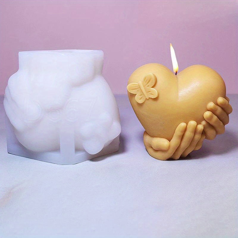 

Valentine's Day Love Candle Silicone Mold 3d Hand-held Heart-shaped Crafts Resin Cement Soap Candle Mold Diy Handmade Candle Making Supplies Wedding Decoration Gifts Home Decor