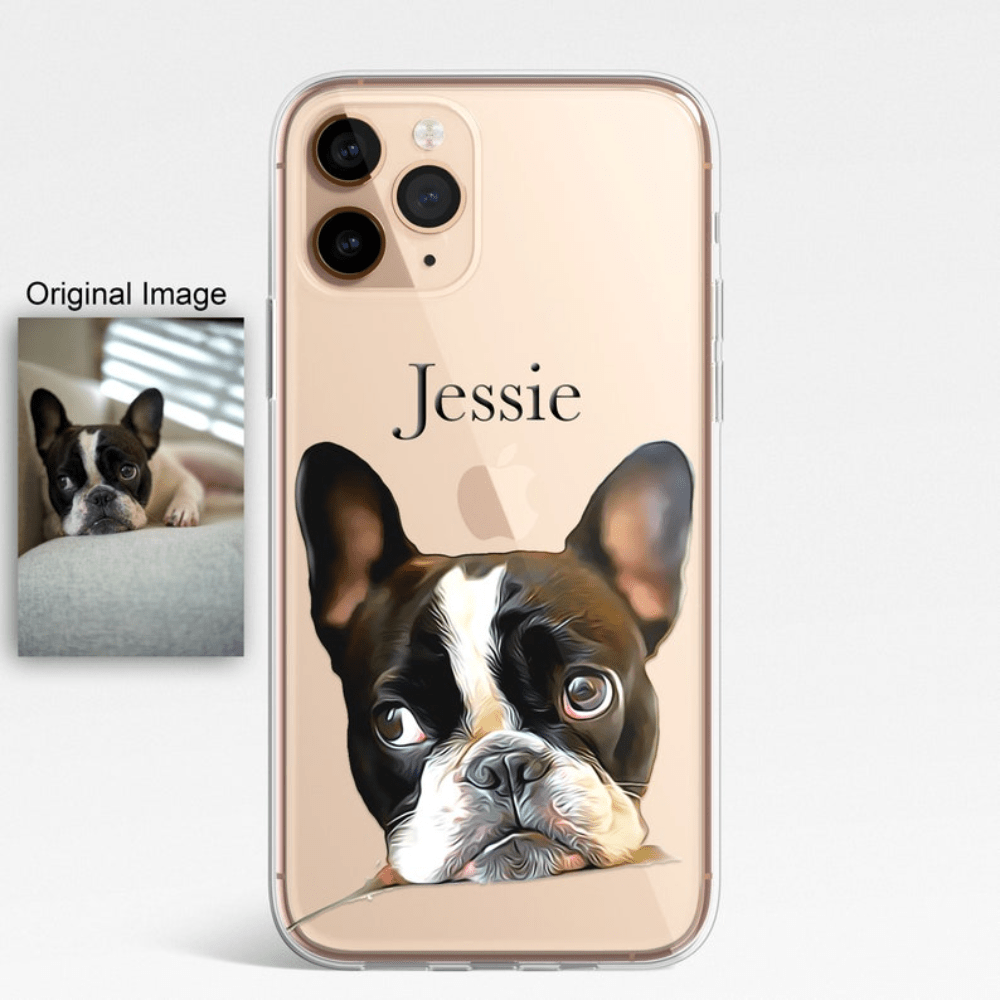 TEMU Phone Case: Pet Portrait Painting - Custom Photo Transparent Phone Case For Dogs, Cats, Horses, And Other Animals - Suitable For 16 15 14 13 12